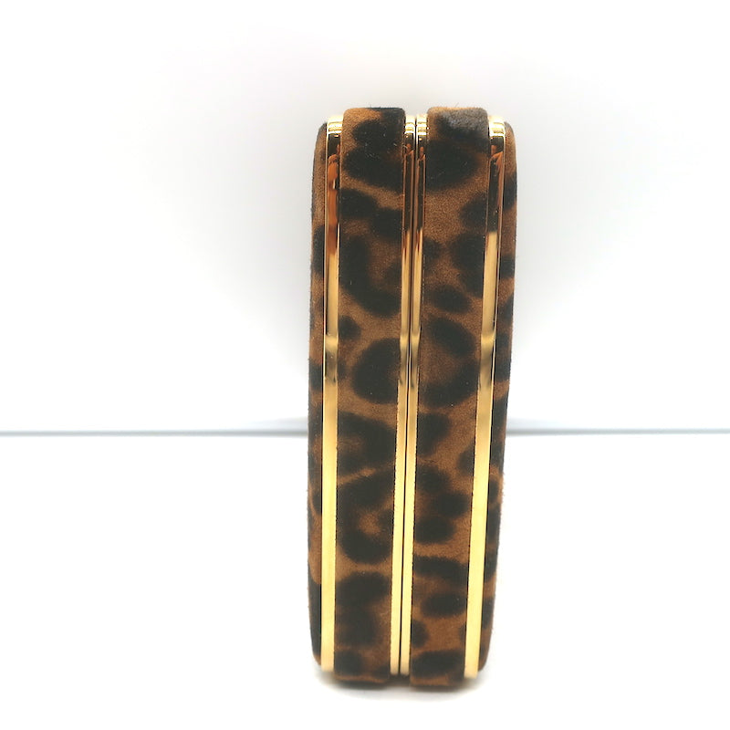 Hunting Season The Square Compact Clutch Leopard Print Suede