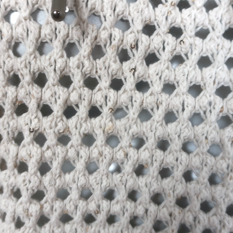 Brunello Cucinelli Sequined Open Knit Hooded Sweater Oat Size Medium