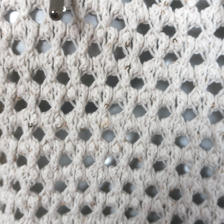 Brunello Cucinelli Sequined Open Knit Hooded Sweater Oat Size Medium