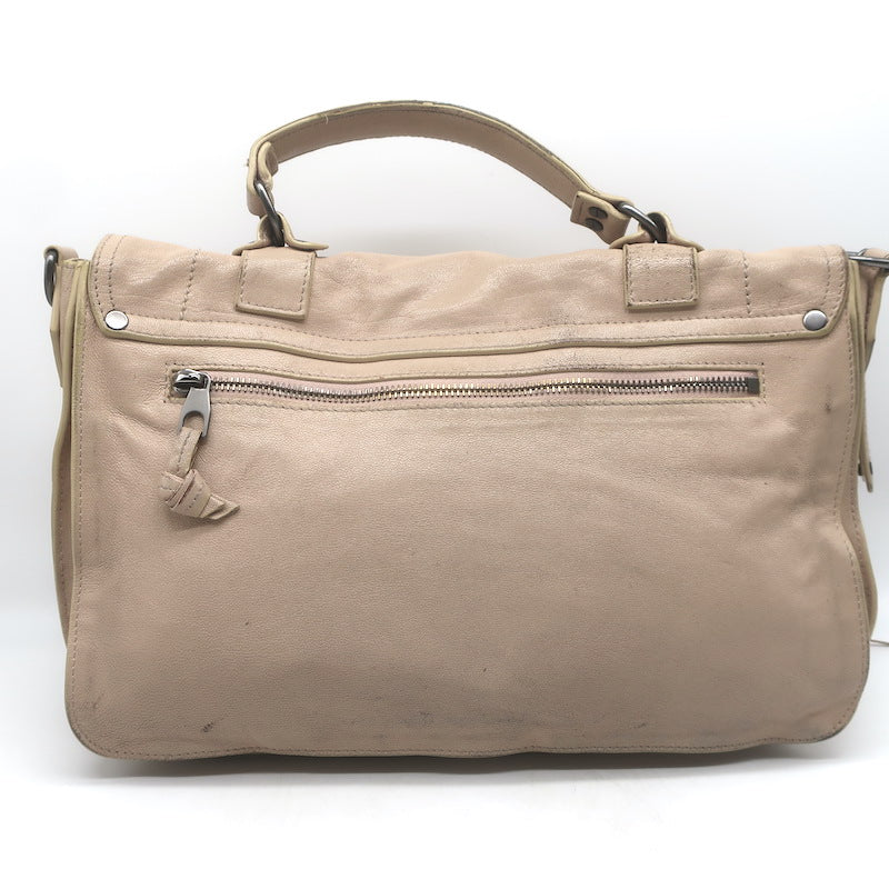 Proenza Schouler PS1 Medium Fringe Satchel Beige Leather Crossbody