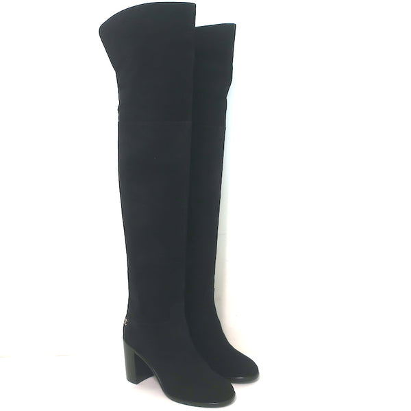 Chanel Over the Knee Boots Black Suede Size 35.5 – Celebrity Owned