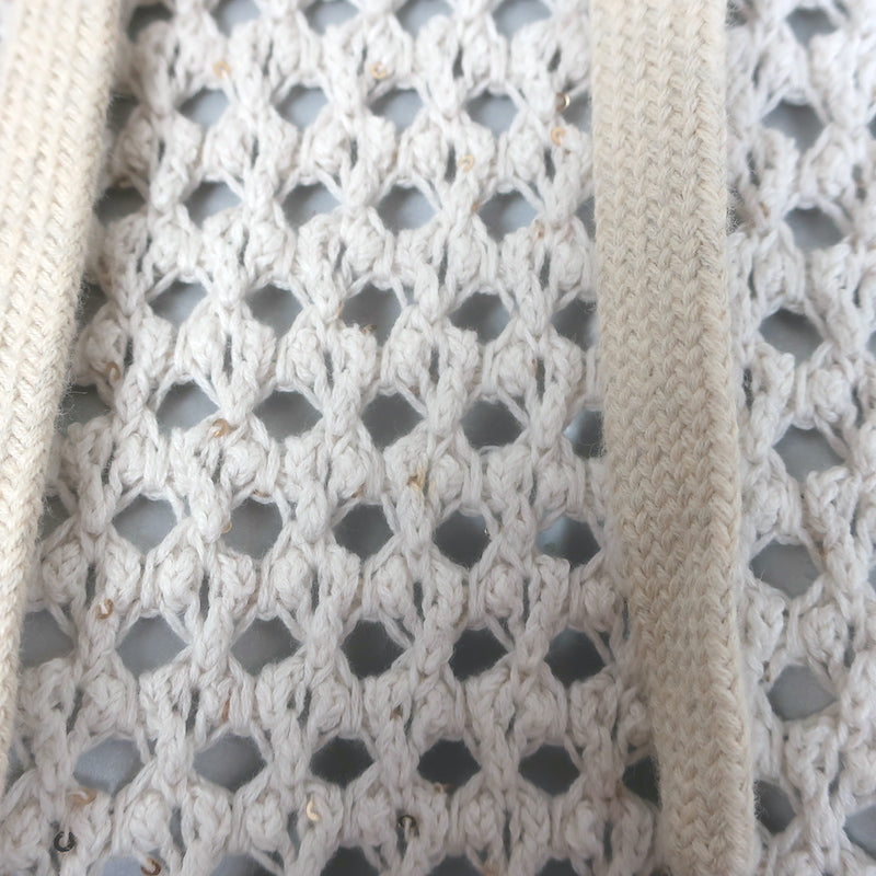 Brunello Cucinelli Sequined Open Knit Hooded Sweater Oat Size Medium