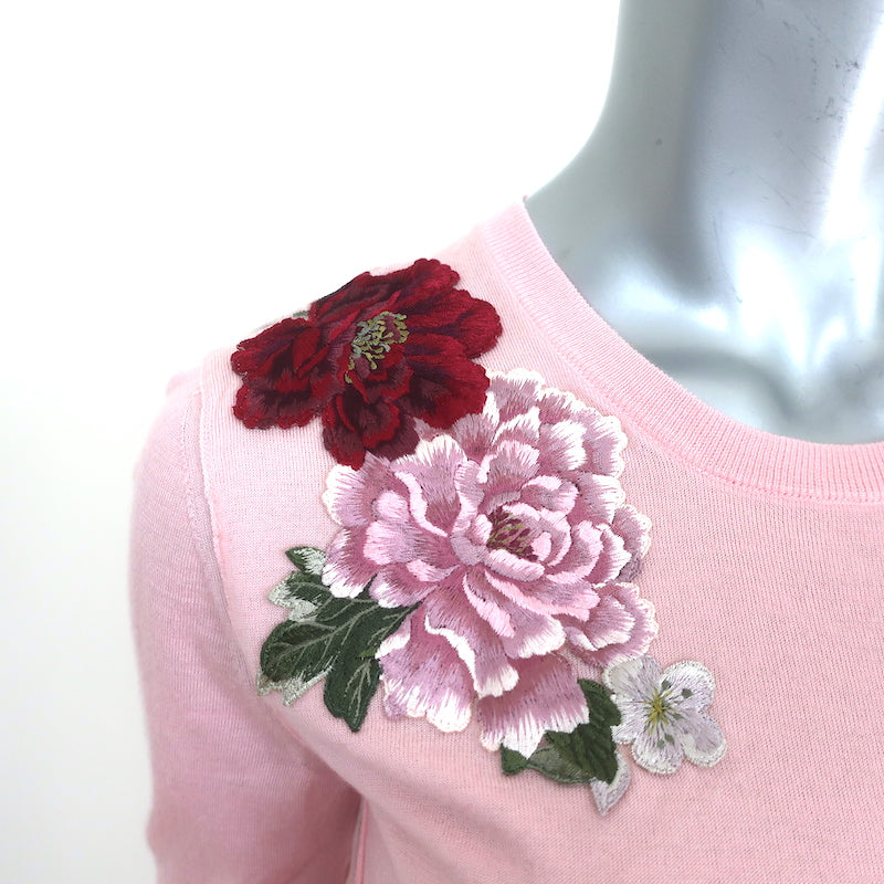 Dolce &amp; Gabbana Floral-Embroidered Cashmere Sweater Light Pink Size 40