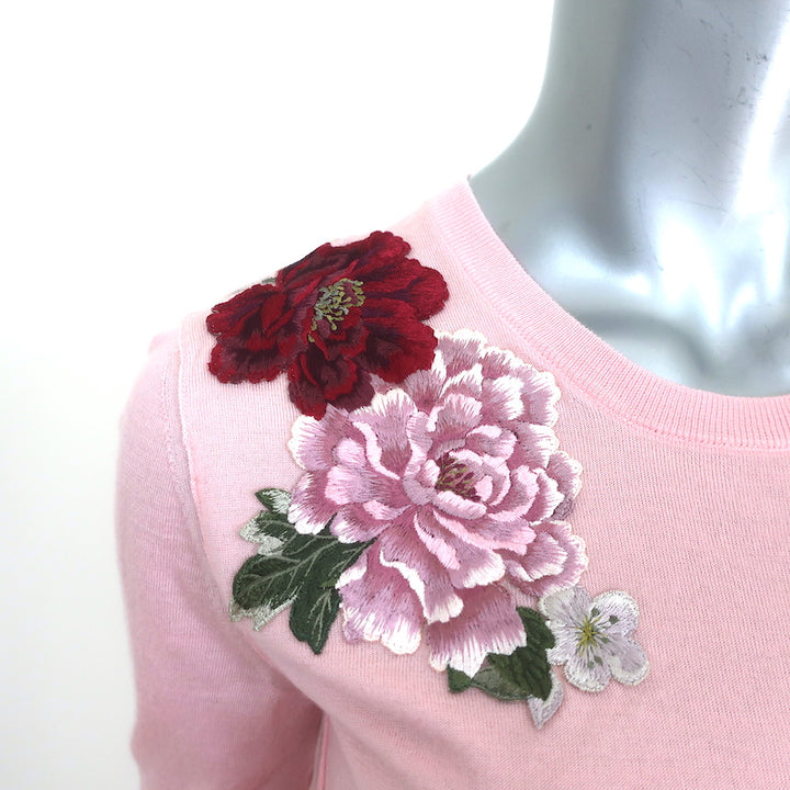 Dolce &amp; Gabbana Floral-Embroidered Cashmere Sweater Light Pink Size 40