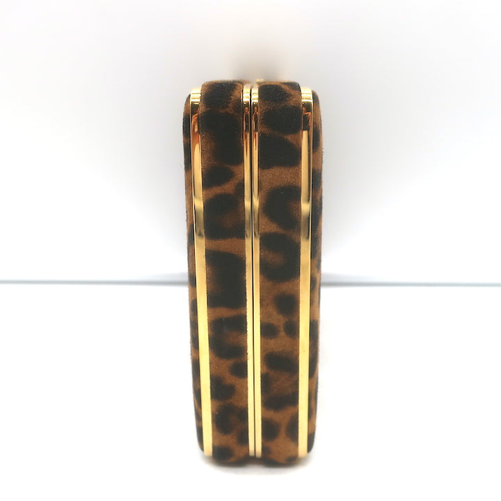Hunting Season The Square Compact Clutch Leopard Print Suede