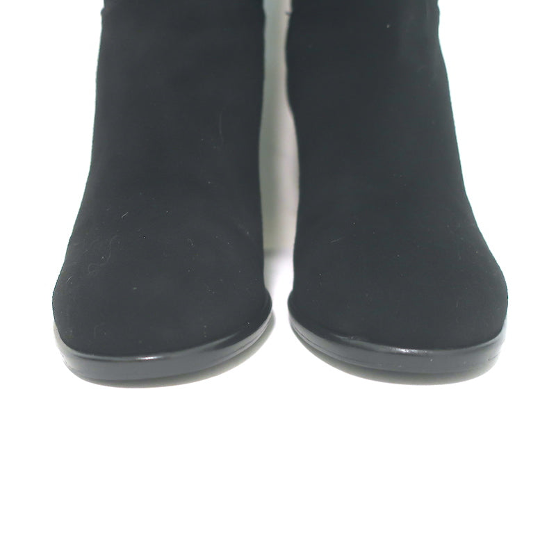 CHANEL Calfskin Nylon Grosgrain CC Ankle Snow Boots 39.5 White Black  1305763