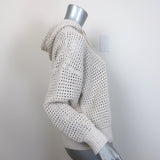 Brunello Cucinelli Sequined Open Knit Hooded Sweater Oat Size Medium