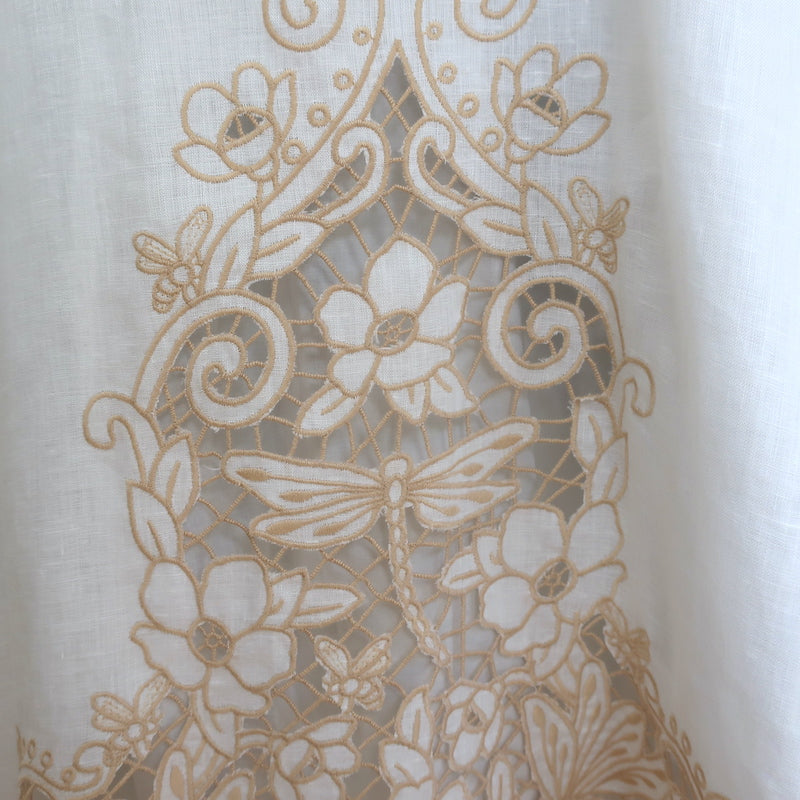 Zimmermann Jeannie Cutout Broderie Anglaise Midi Dress Cream Linen Size 1