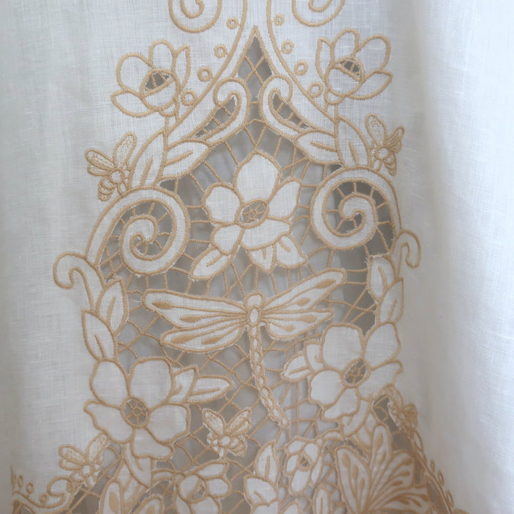 Zimmermann Jeannie Cutout Broderie Anglaise Midi Dress Cream Linen Size 1