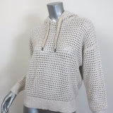 Brunello Cucinelli Sequined Open Knit Hooded Sweater Oat Size Medium
