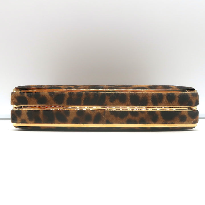 Hunting Season The Square Compact Clutch Leopard Print Suede