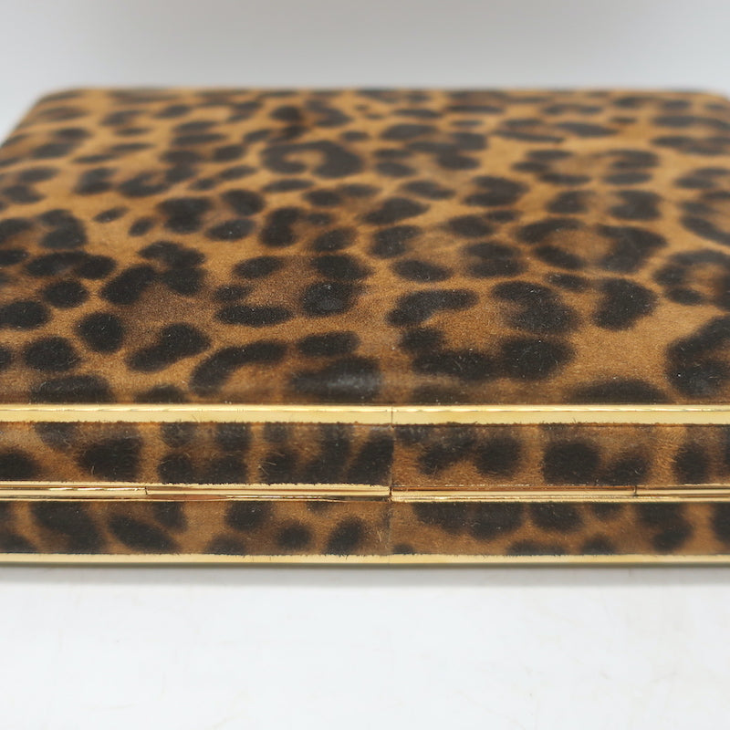 Hunting Season The Square Compact Clutch Leopard Print Suede