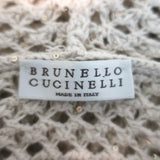 Brunello Cucinelli Sequined Open Knit Hooded Sweater Oat Size Medium