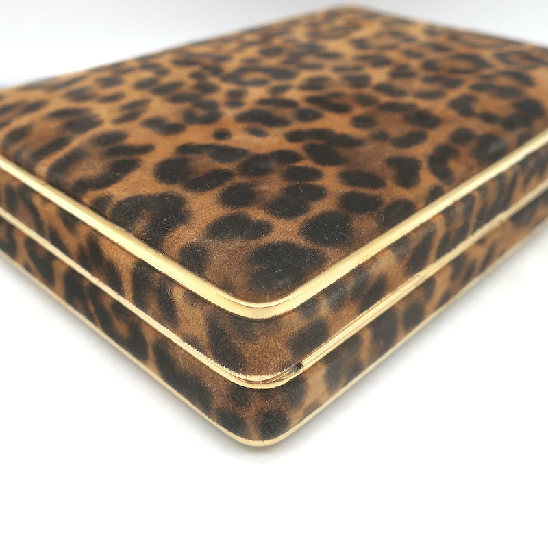Hunting Season The Square Compact Clutch Leopard Print Suede