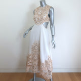 Zimmermann Jeannie Cutout Broderie Anglaise Midi Dress Cream Linen Size 1