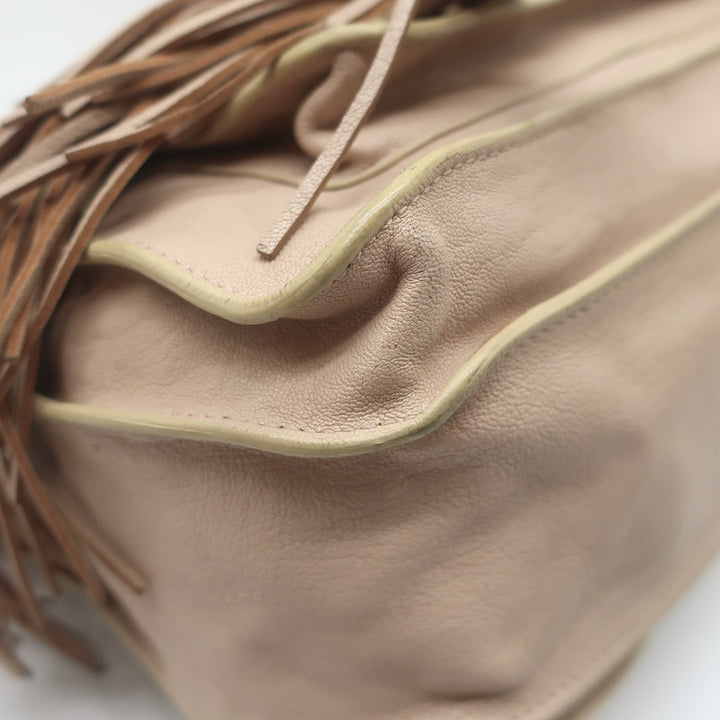 Proenza Schouler PS1 Medium Fringe Satchel Beige Leather Crossbody