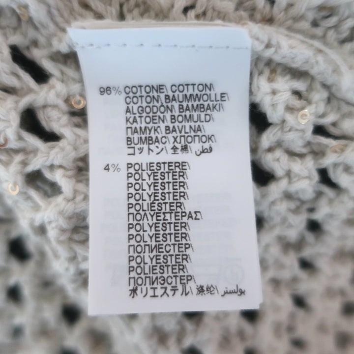 Brunello Cucinelli Sequined Open Knit Hooded Sweater Oat Size Medium