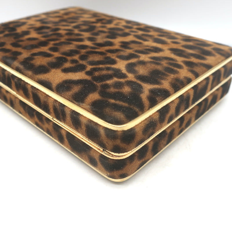 Hunting Season The Square Compact Clutch Leopard Print Suede