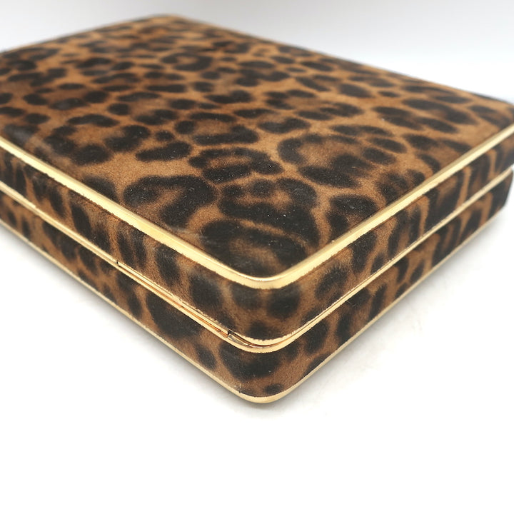 Hunting Season The Square Compact Clutch Leopard Print Suede