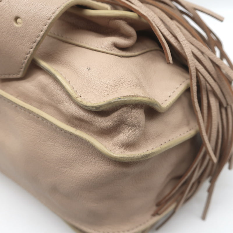 Proenza Schouler PS1 Medium Fringe Satchel Beige Leather Crossbody