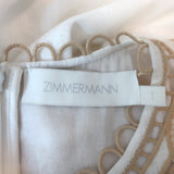 Zimmermann Jeannie Cutout Broderie Anglaise Midi Dress Cream Linen Size 1
