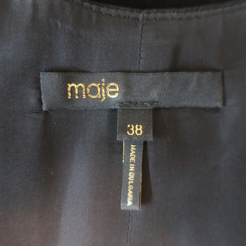 Maje Piste Wrap-Front Sleeveless Jumpsuit Black Crepe Size 38