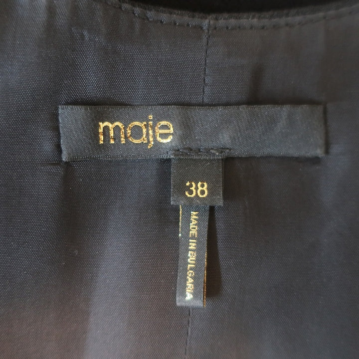 Maje Piste Wrap-Front Sleeveless Jumpsuit Black Crepe Size 38