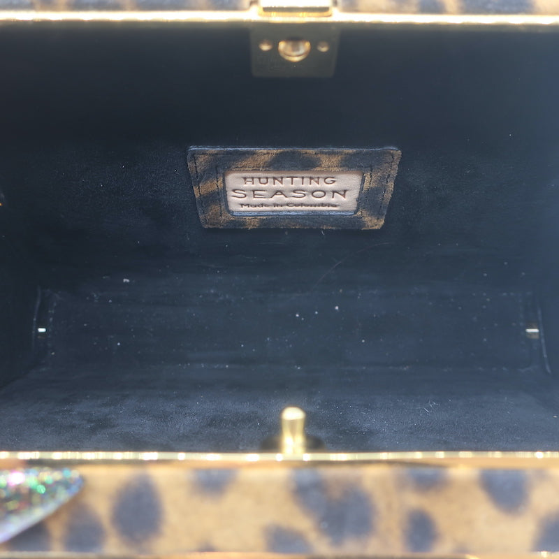 Hunting Season The Square Compact Clutch Leopard Print Suede