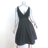 LAUREN Ralph Lauren Tie-Waist Dress Black Pleated Taffeta & Jersey Size 2