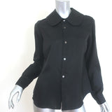 Comme des Garcons Peter Pan Collar Shirt Black Cupro Size Small Long Sleeve Top