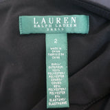 LAUREN Ralph Lauren Tie-Waist Dress Black Pleated Taffeta & Jersey Size 2