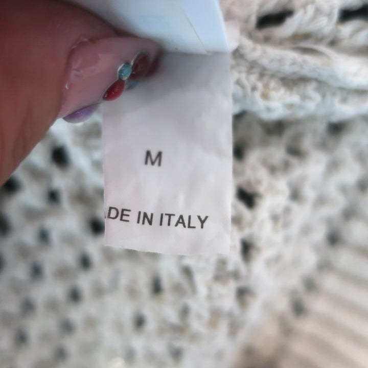 Brunello Cucinelli Sequined Open Knit Hooded Sweater Oat Size Medium