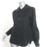 Comme des Garcons Peter Pan Collar Shirt Black Cupro Size Small Long Sleeve Top