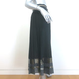 Brunello Cucinelli Metallic-Striped Pleated Midi Skirt Black/Gold Size 44