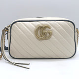 Gucci GG Marmont Chain-Strap Small Camera Bag Cream Quilted Leather Crossbody