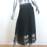 Brunello Cucinelli Metallic-Striped Pleated Midi Skirt Black/Gold Size 44