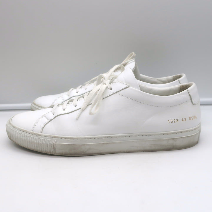 Common Projects Original Achilles Low Top Sneakers White Leather Size 43