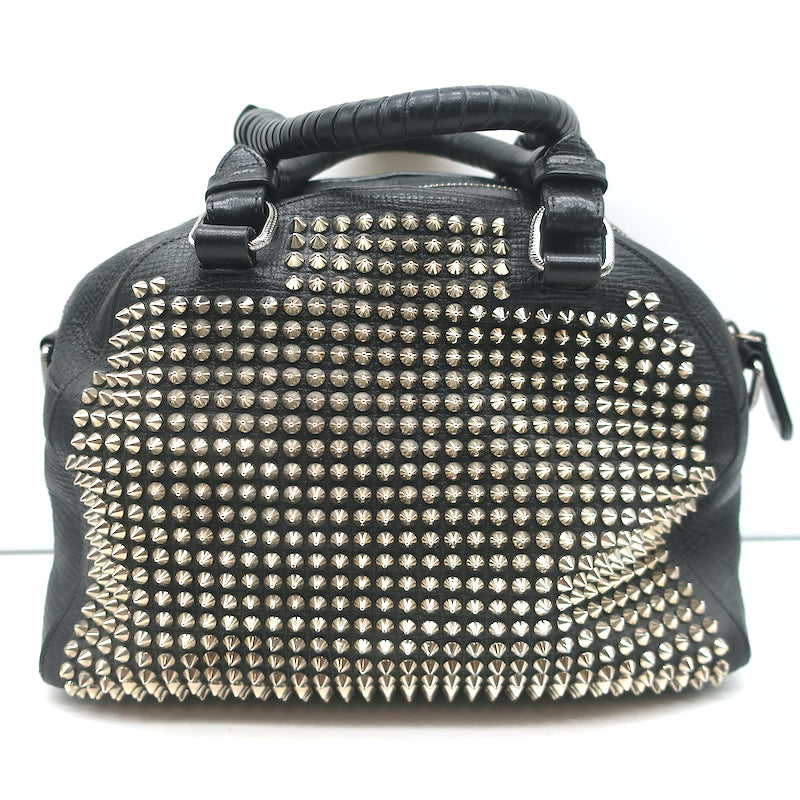 Christian Louboutin Panettone Studded Bowler Bag Black Grained Leather