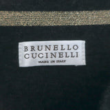 Brunello Cucinelli Metallic-Striped Pleated Midi Skirt Black/Gold Size 44