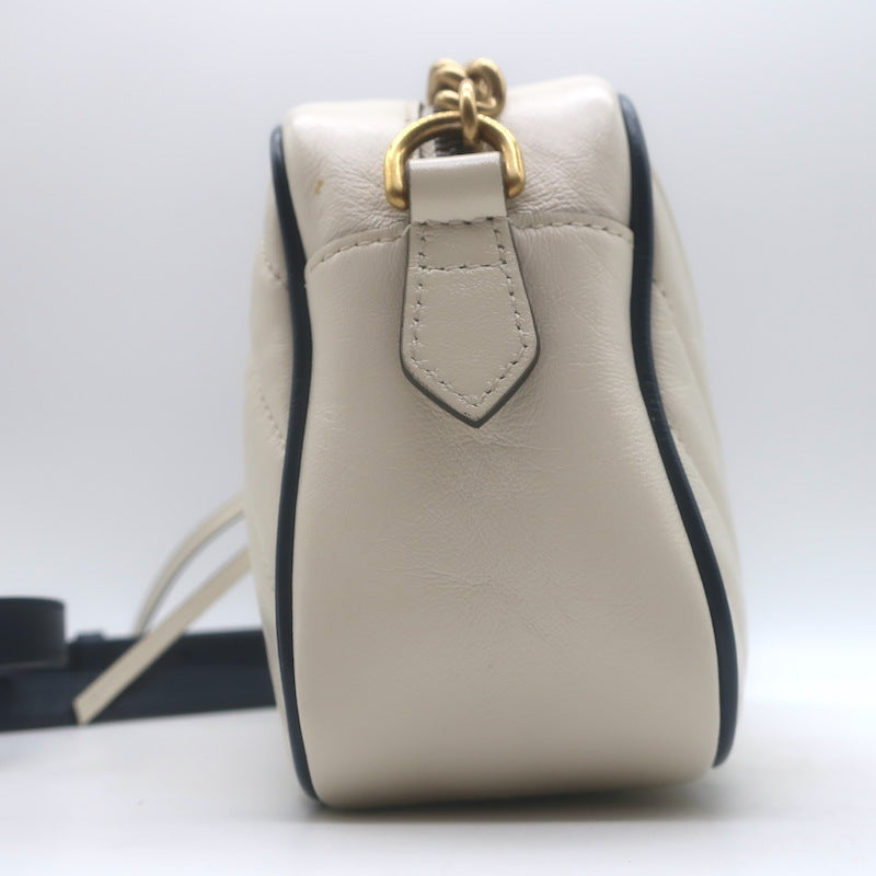 Gucci GG Marmont Chain-Strap Small Camera Bag Cream Quilted Leather Crossbody