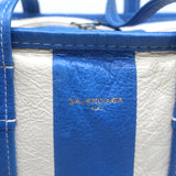 Balenciaga Bazar Small Shopper Tote Blue/White Striped Leather Crossbody Bag