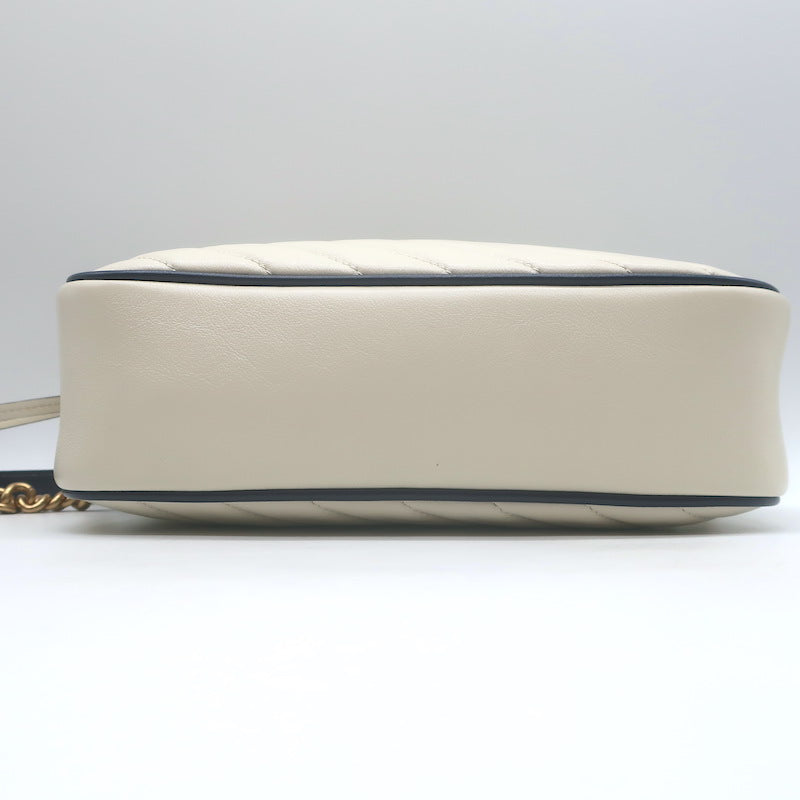 Gucci GG Marmont Chain-Strap Small Camera Bag Cream Quilted Leather Crossbody
