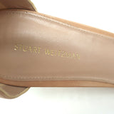 Stuart Weitzman Square Nudist Sandals Beige Leather Size 9 Ankle Strap Heels