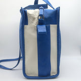 Balenciaga Bazar Small Shopper Tote Blue/White Striped Leather Crossbody Bag