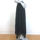 Sacai Pleated Lace-Appliqued Tulle Midi Skirt Black Size 2