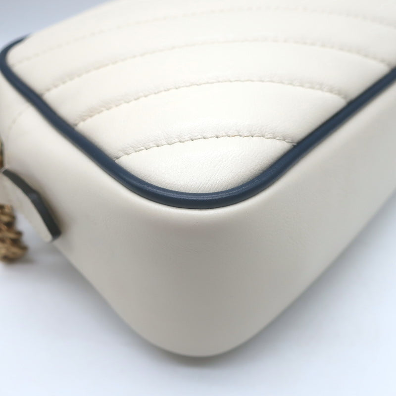 Gucci GG Marmont Chain-Strap Small Camera Bag Cream Quilted Leather Crossbody