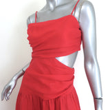 Zimmermann Lyre Cutout Midi Dress Red Linen Size 1