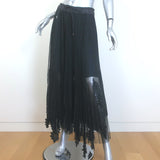 Sacai Pleated Lace-Appliqued Tulle Midi Skirt Black Size 2