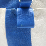 Balenciaga Bazar Small Shopper Tote Blue/White Striped Leather Crossbody Bag