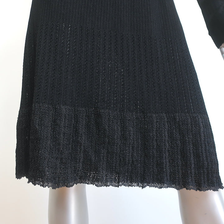 Ralph Lauren Black Label Long Sleeve Skater Dress Black Stretch Knit Size Large